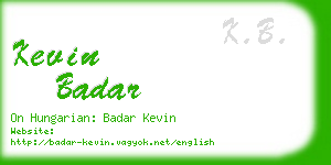 kevin badar business card